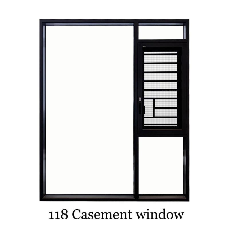 118 Aluminium best double triple glazing fixed glass casement window
