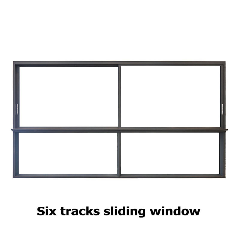 Curma modern aluminium double glass six tracks sliding window
