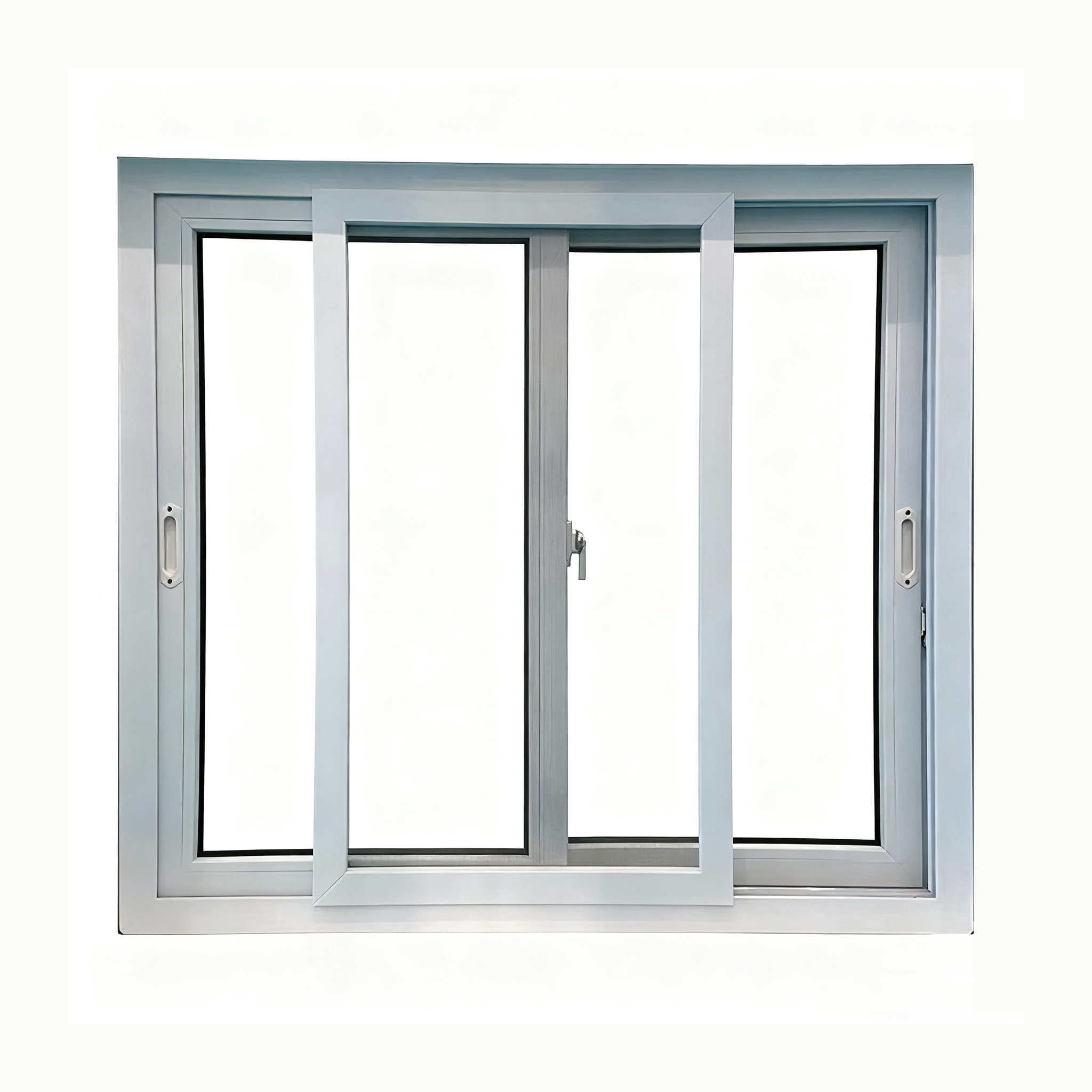 Horizontal Sliding Window PVC Sliding Window Fixed Glass White Color Frame Window