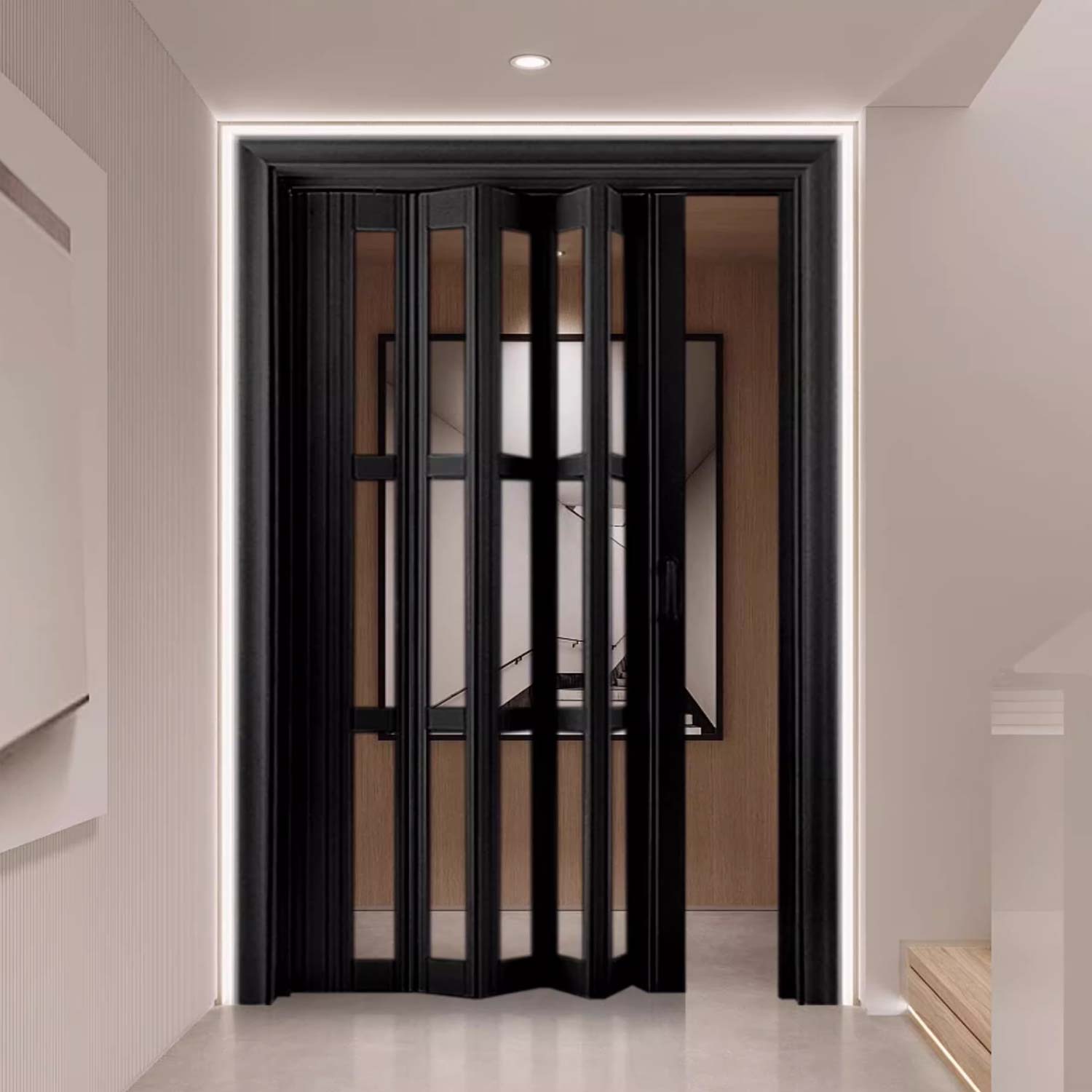 Patio PVC Soundproof Insulated Bi Folding Glass Door