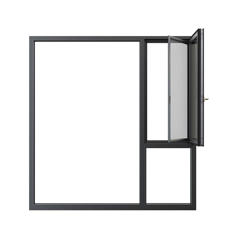 Power Coating Grey Double Glass Casement Window