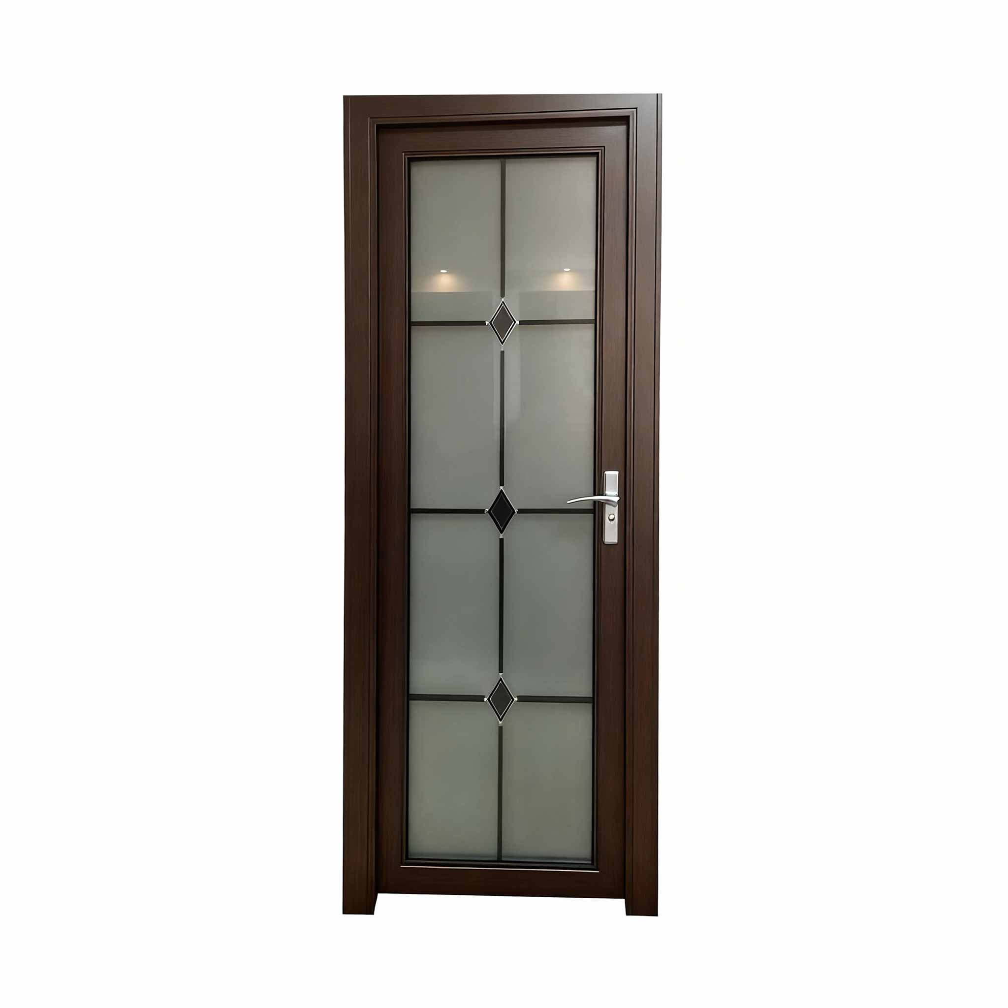 Anodize Bronze Simple Double Cleasr And Forest Glass Hinge Door