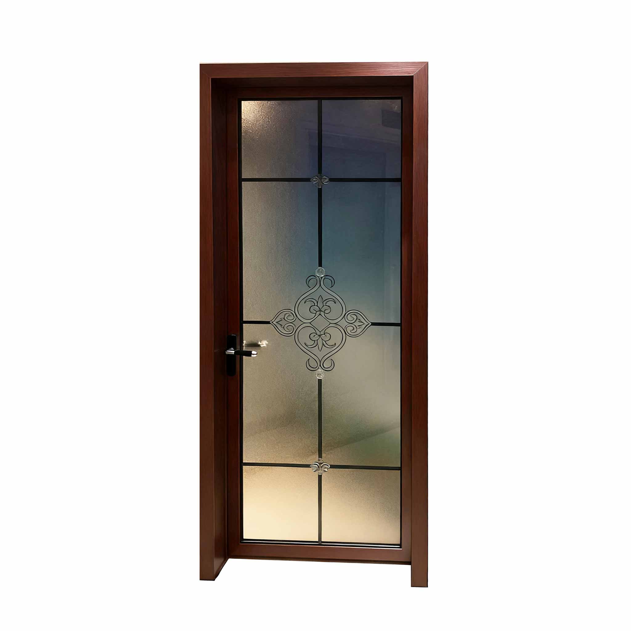 Semi-panel Aluminium Frame Grill 8mm Glass Swing Door