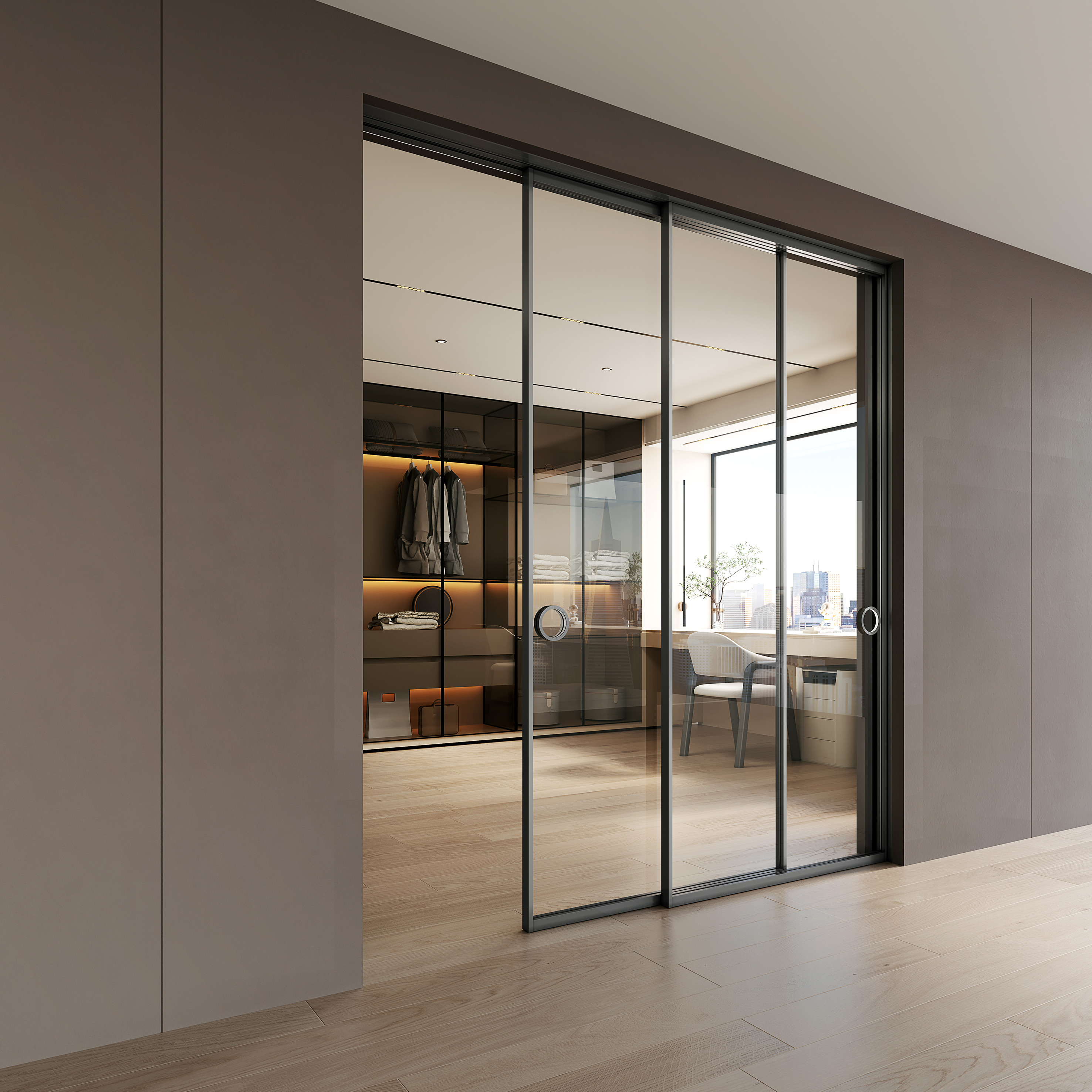 space saving pocket door