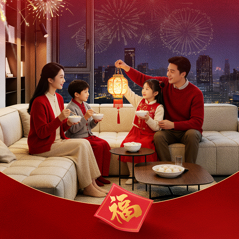 Windows on Lantern Festival night, holding warm light of reunion