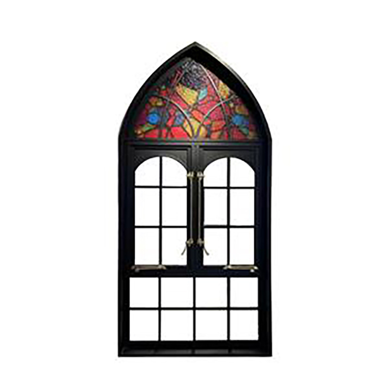Handcrafted Arched Stained Glass Aluminum Window – Custom Church-Style Architectural Focal Point