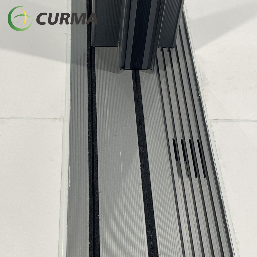 120 Ultra-Slim Frameless Sliding Glass Door with Remote Blinds and a Trip-Free Floating Track Design