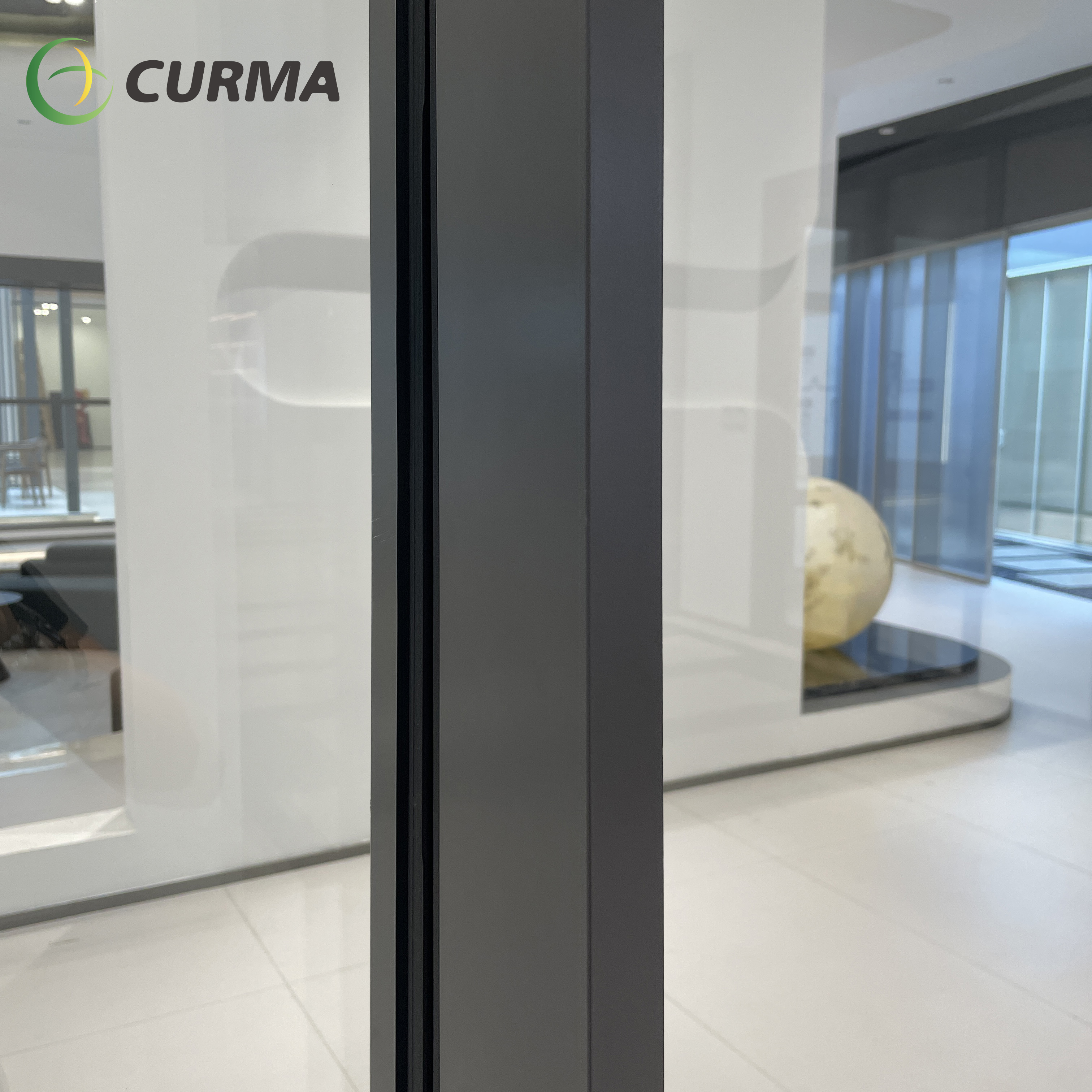 120 Ultra-Slim Frameless Sliding Glass Door with Remote Blinds and a Trip-Free Floating Track Design