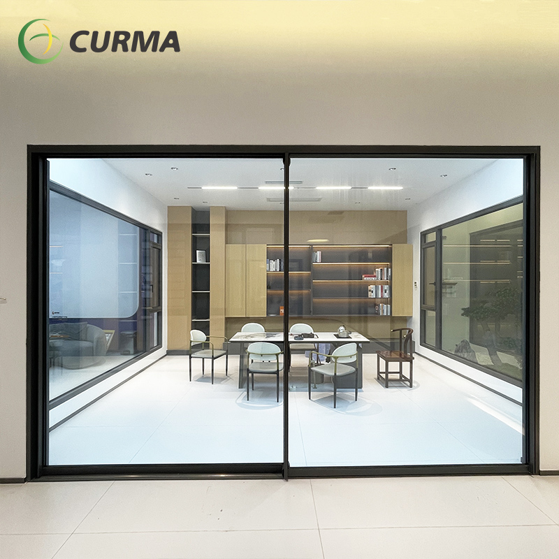 Secure ultra-narrow sliding door, flat track style