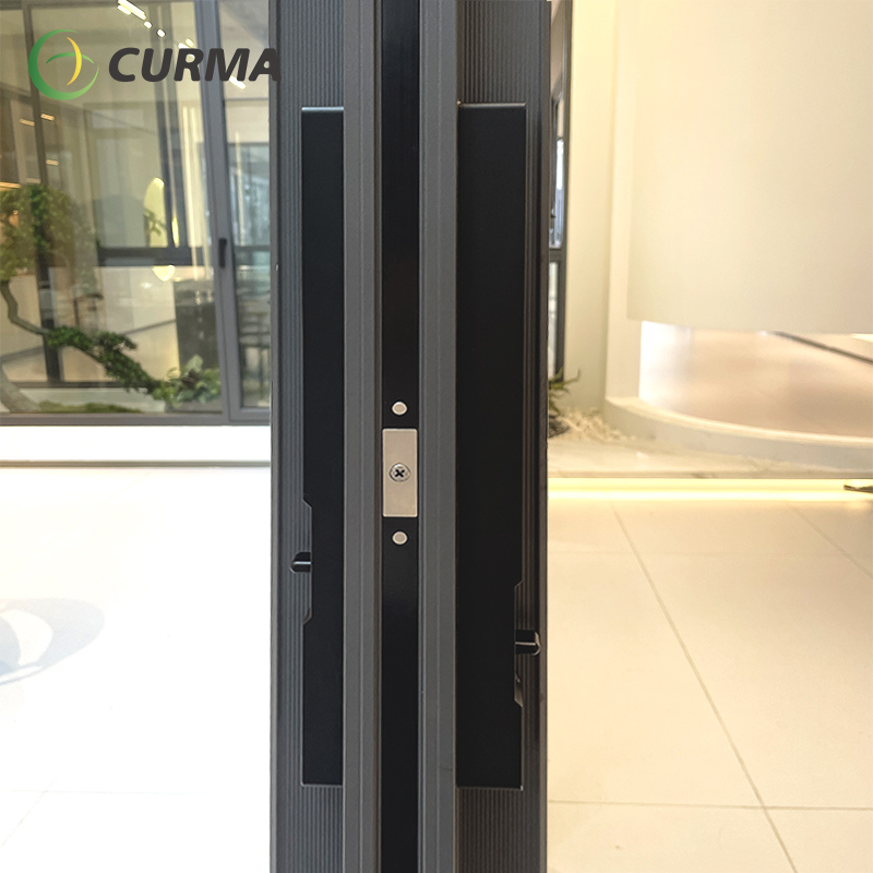 Secure ultra-narrow sliding door, flat track style
