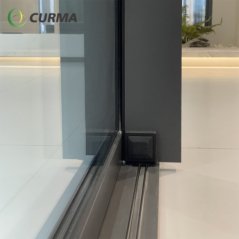 Secure ultra-narrow sliding door, flat track style