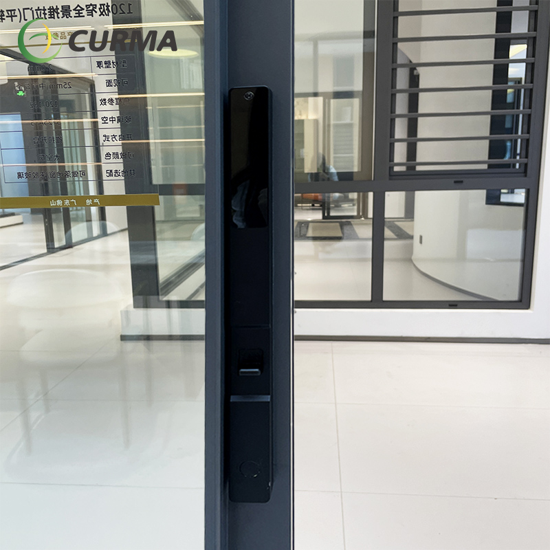 Secure ultra-narrow sliding door, flat track style