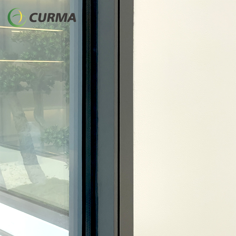 Secure ultra-narrow sliding door, flat track style