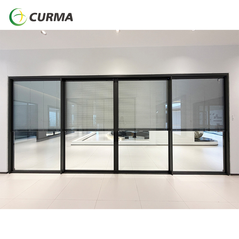 120 Ultra-Slim Frameless Sliding Glass Door with Remote Shutter and a Trip-Free Floating Track Design