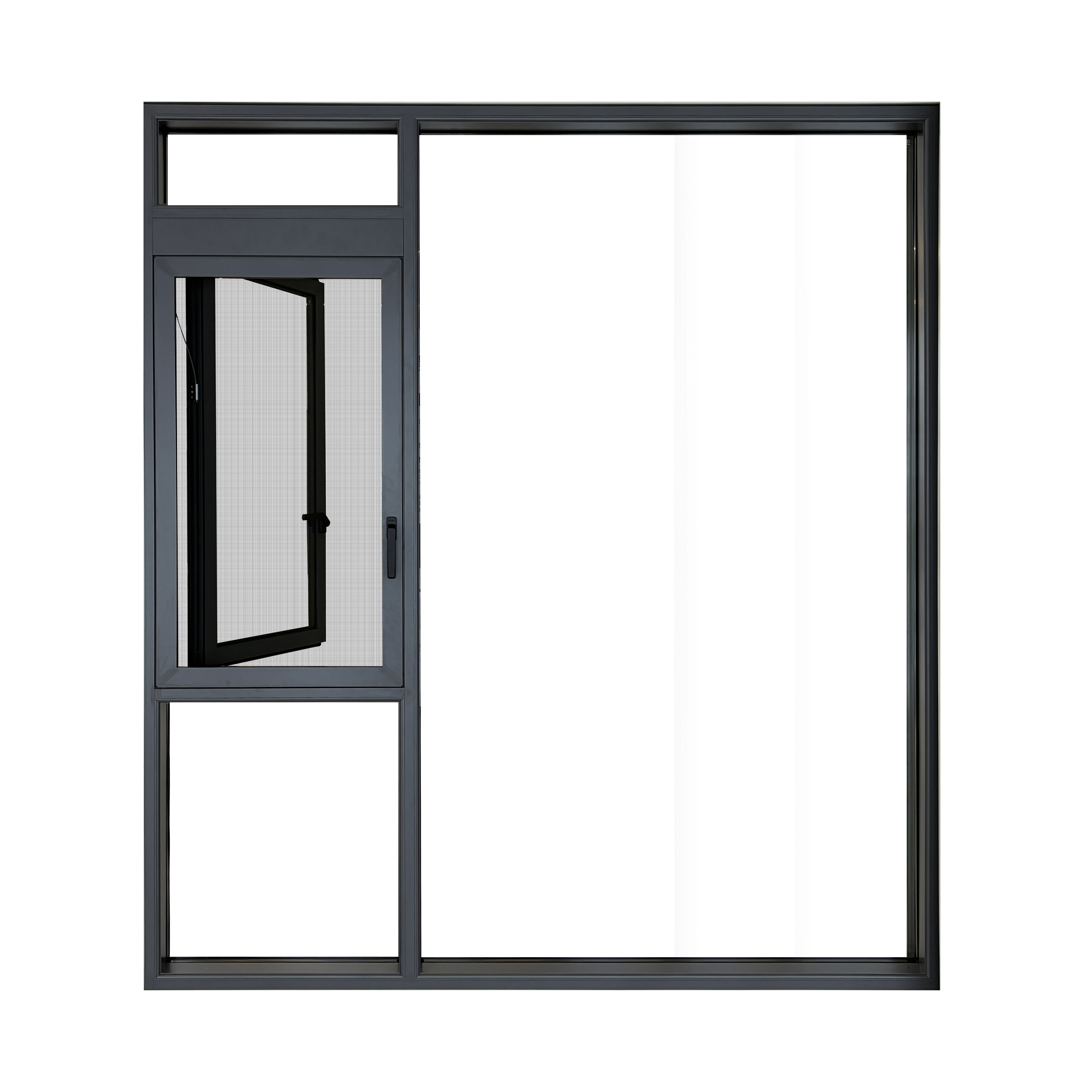 Power Coating Grey Double Glass Casement Window