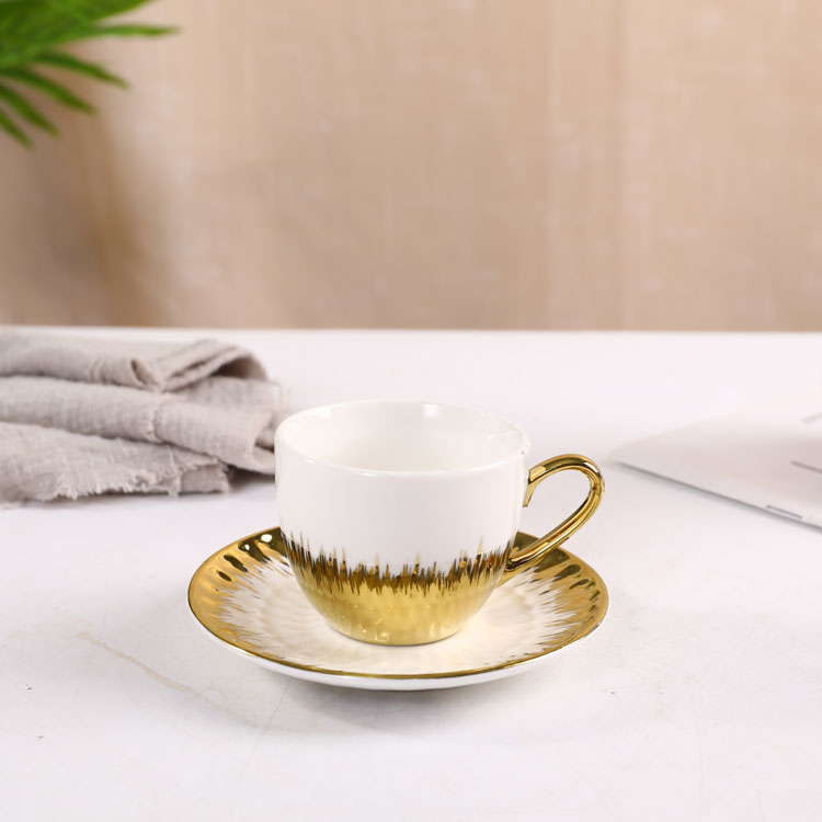 white gold rim cup and saucer