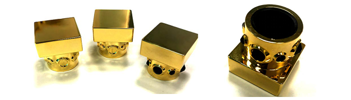 square shaped golden zamac perfume cap 