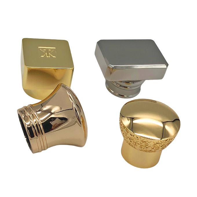 creative square golden zamac perfume cap