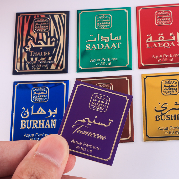 zamac and aluminum label sticker for perfume and wine bottle