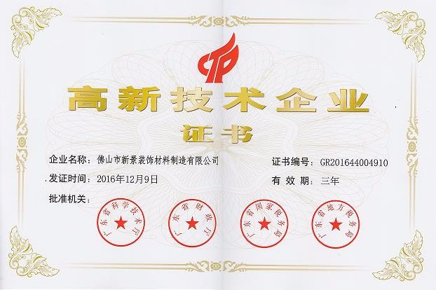 new high-tech enterprise