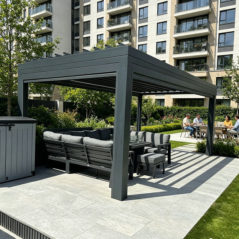 Custom aluminum pergolas suitable for luxury residences and private gardens.