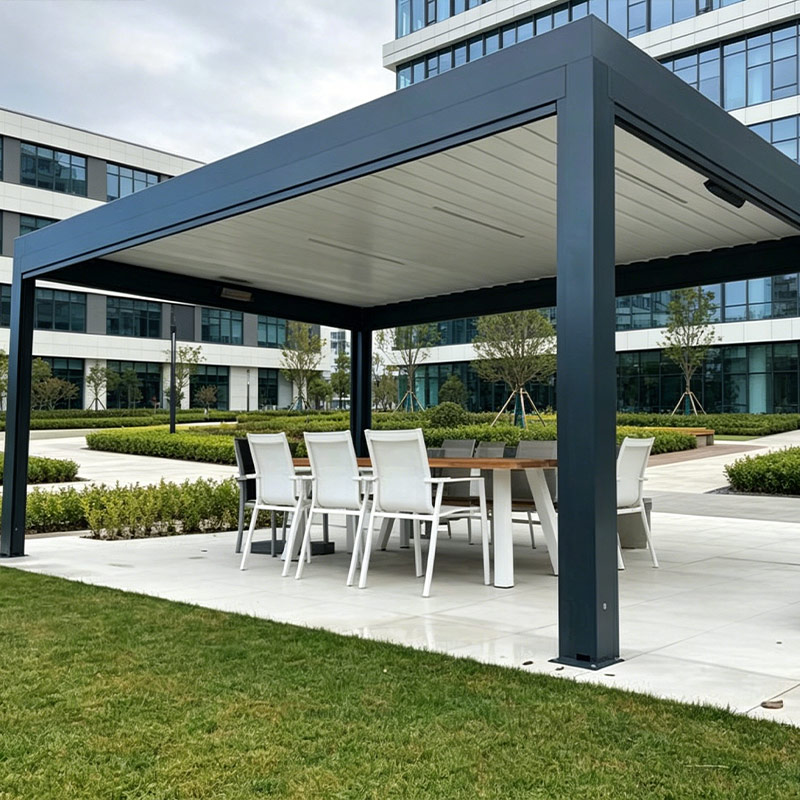 New custom designed pergolas suitable for modern office parks and public spaces
