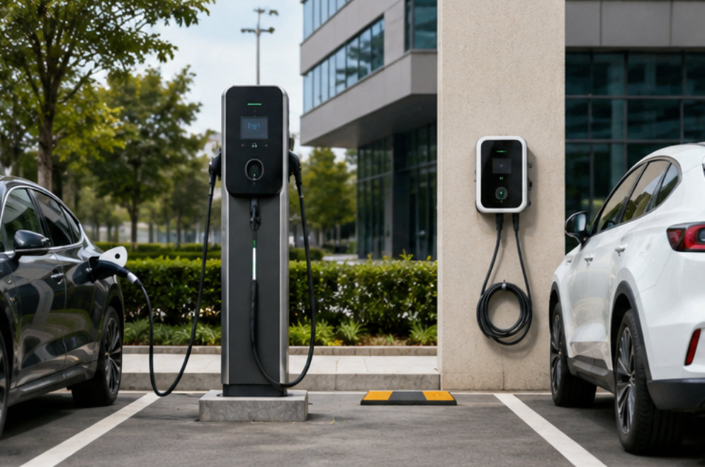 post mounted EV charging station