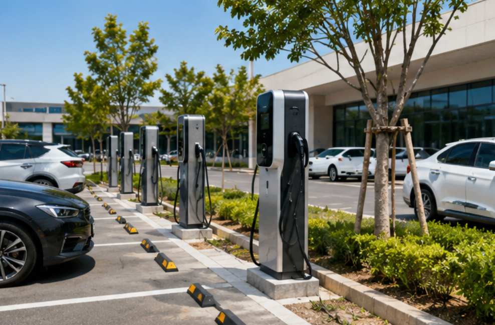 wall mounted EV charger for commercial site