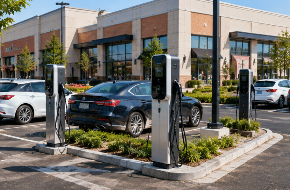 post mounted EV charger for parking project