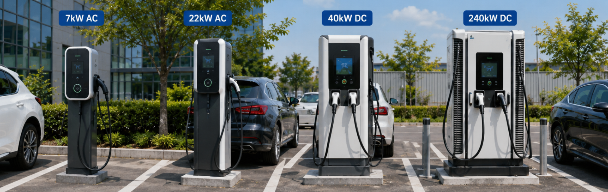 pedestal EV charger 7kW 22kW 40kW 240kW