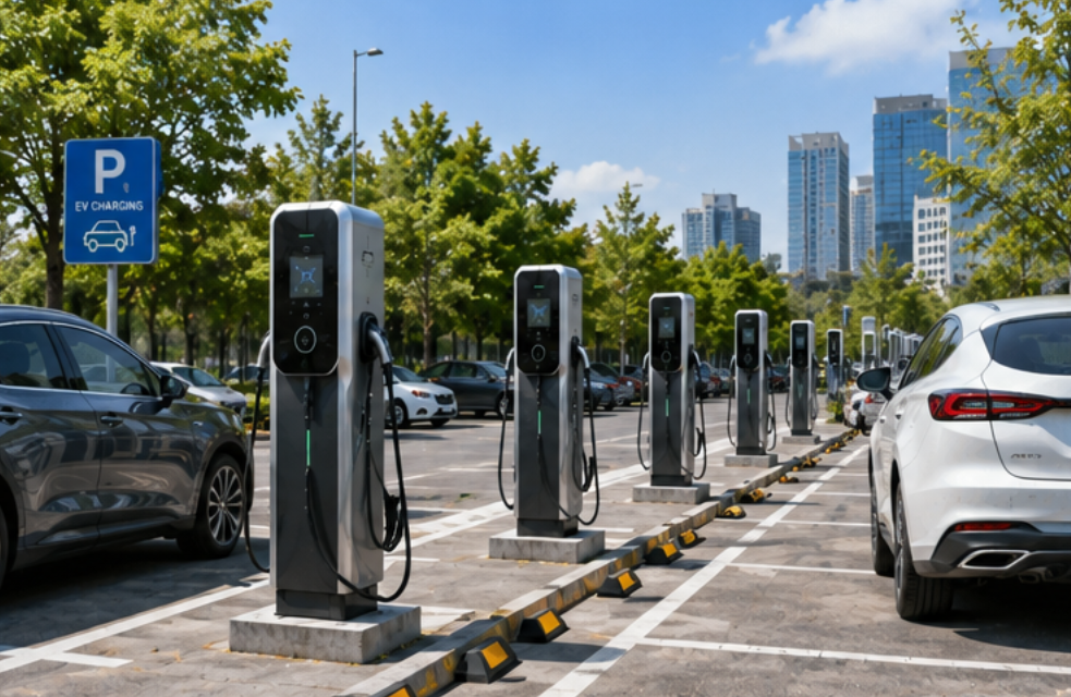 pedestal EV charger for public parking