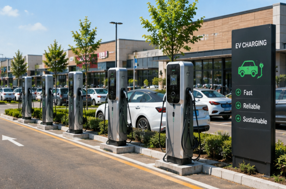 pedestal EV charger for public parking