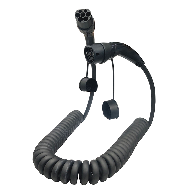 Cable de carga en espiral tipo 2 a tipo 2 de 32 A, trifásico