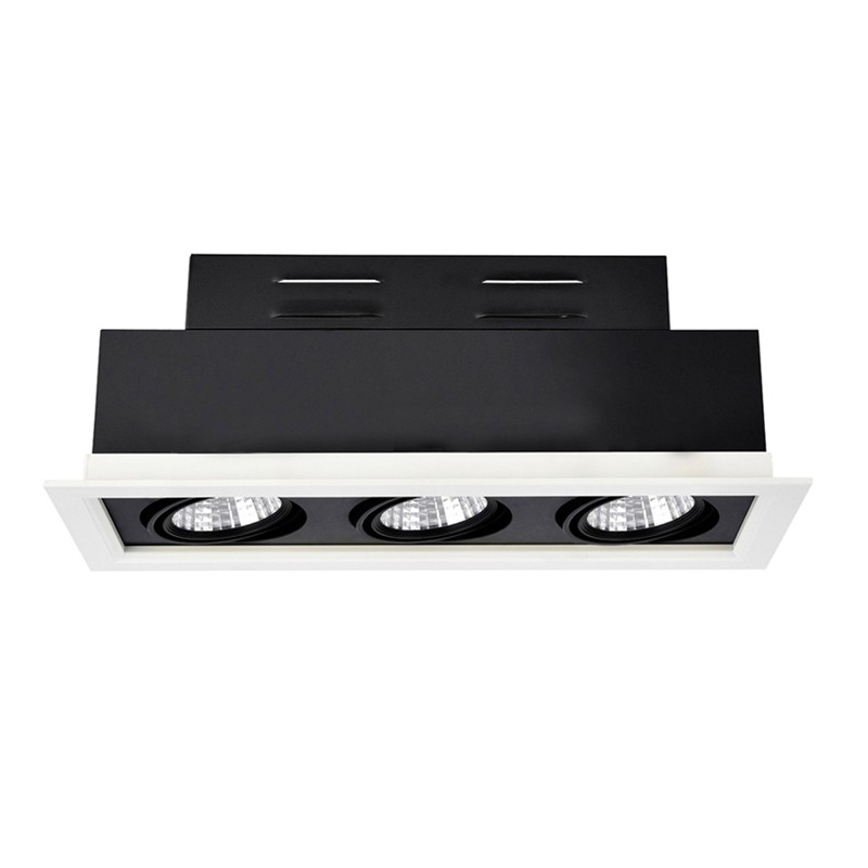 LED 3*7W Three Head Recessed Grille Light With Base Cover