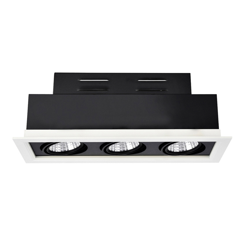 LED 3*30W 3Head Recessed Adjustable Grille light With Base Cover