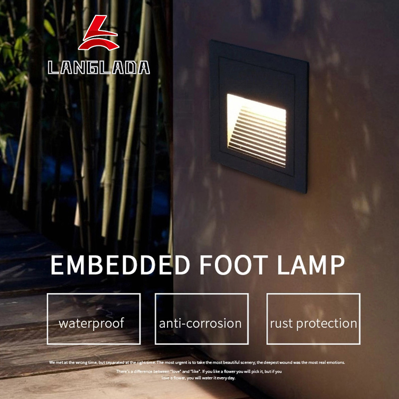 Lámpara de pared empotrada impermeable IP54 Lámpara de pie de caída 2W Luz LED para escalón de escalera