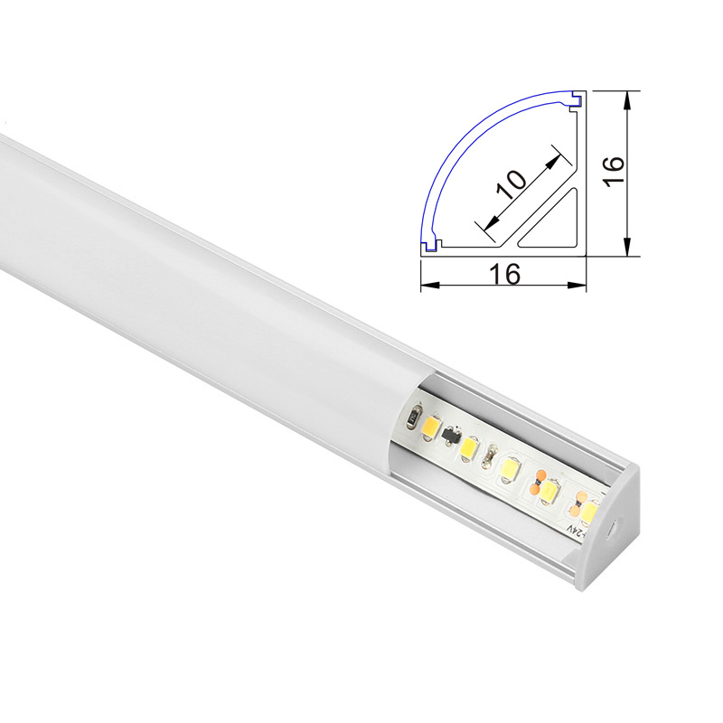 16*16mm forma de V lámpara de gabinete de esquina de aluminio tira lineal LED barra de luz muebles armario luz