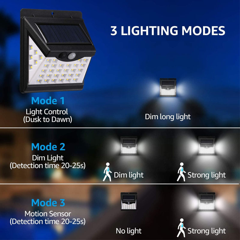 LED Solar Wireless Outdoor Wall Lights PIR motion sensor lamp