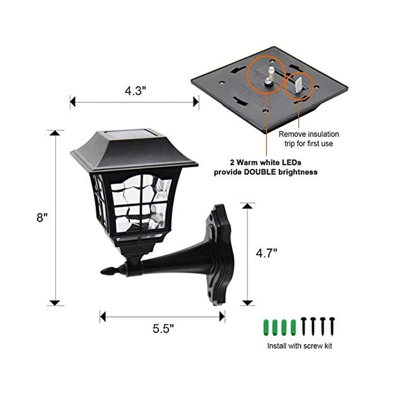 Outdoor Solar Wall Lantern Lamp Sconce Lamp Solar Light Fixture with Wall Mount Kit Balcony Lamp Garden Light