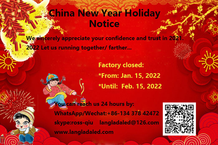 2022 Langlada LED-Fabrik Neujahrsfeiertag