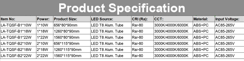 T8 Fluorescent Lamp Bracket Tri-proof Light Fitting IP65 Triproof Tube Light Fixtures