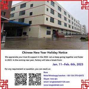 Hinweis zum Feiertagsplan für das chinesische Neujahr 2023 in Langlada Factory