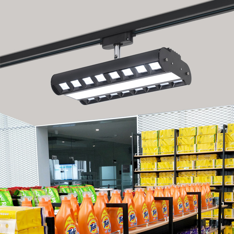 Anti Glare 30W60W LED Track Grille Lamp Linear Pendant Spotlight Office Light Fixture For Supermarket Retail Shop Airport