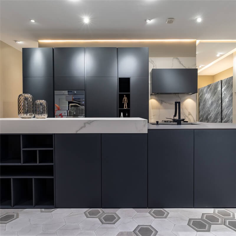 Black High Glossy Lacquer Kitchen Cabinet For Sale