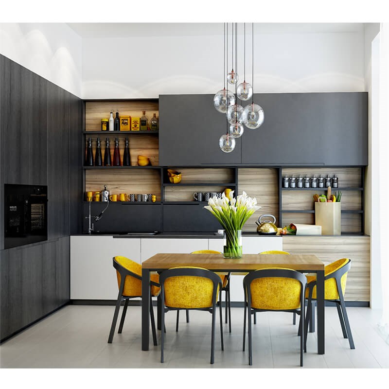 Black Paint High Glossy Kitchen Cabinets