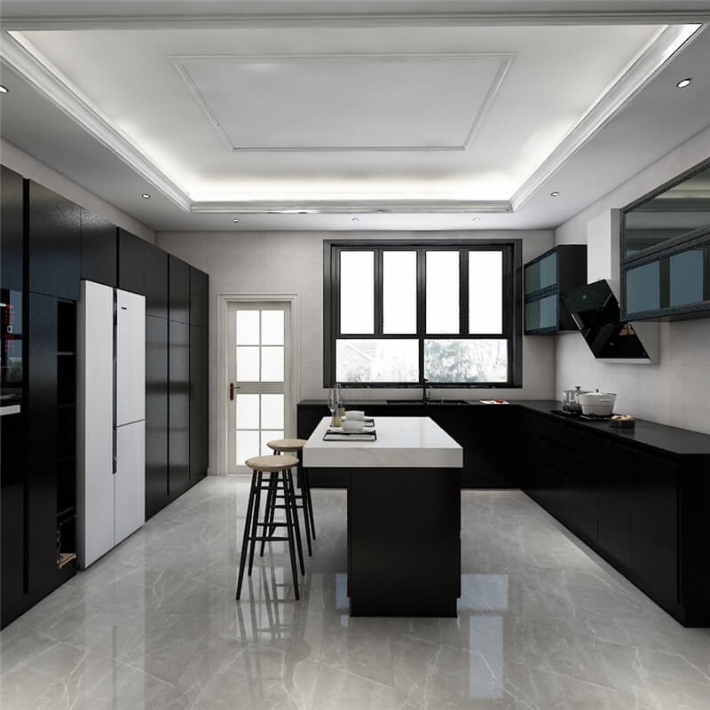 Modular Chinese Black Kitchen Cabinets For Sale