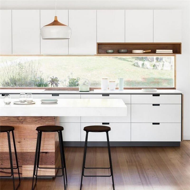 Maple Modular Kitchen Cabinets With Windows