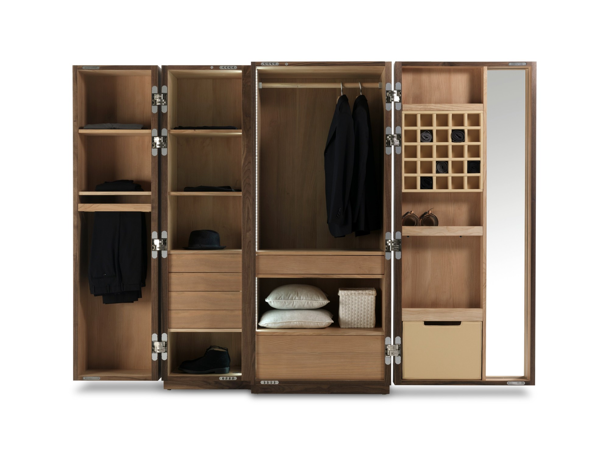 Brown Stand Alone Wardrobe With Mirror