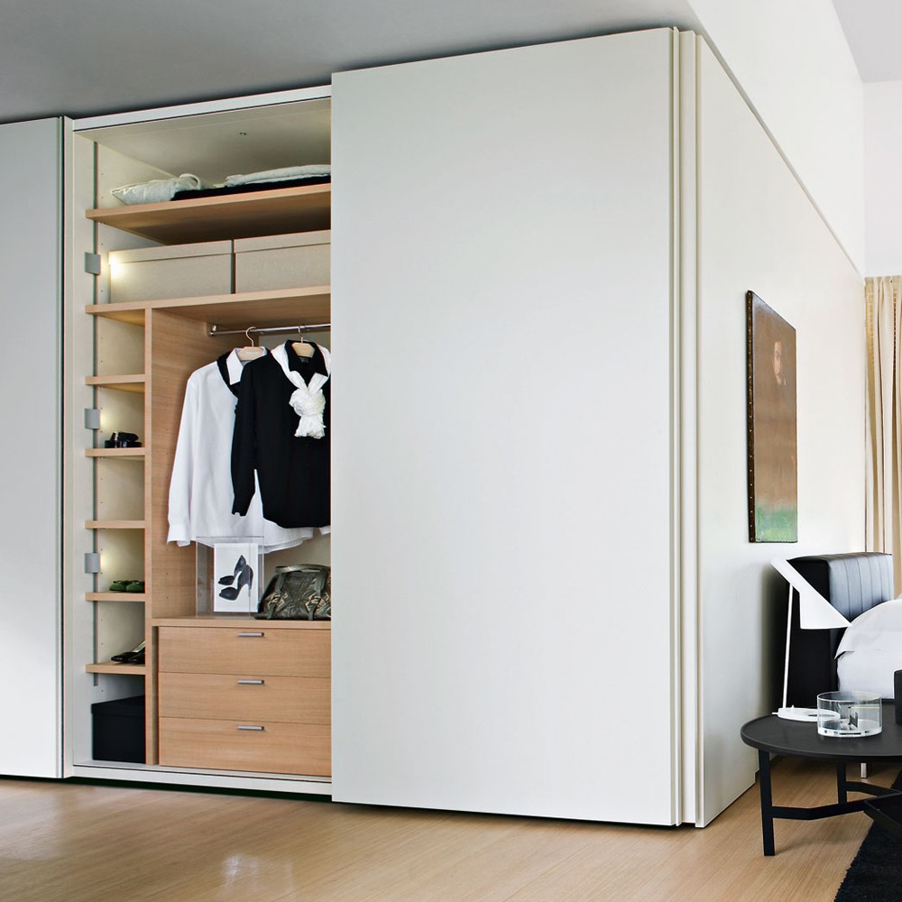 White Closet Wardrobe Furniture With Mirror