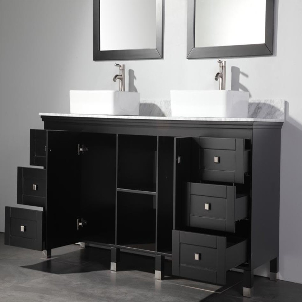 Black Double Bathroom Sink Vanity Set